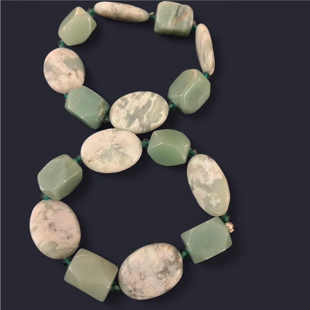 Handmade Chunky Jade Stretch Bracelet Set